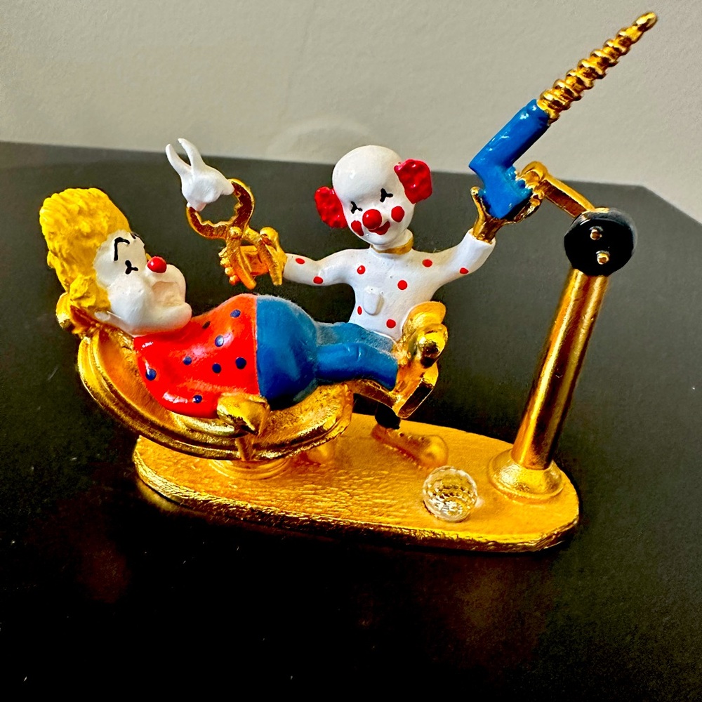Spoontiques Gold Clown Dentist Drill Tooth Mini Figurine Swarovski crystal